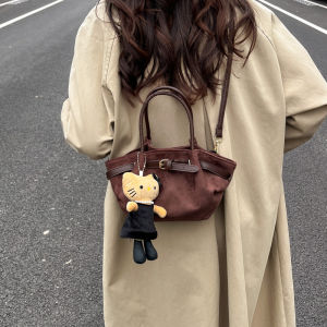 Fashionable Suede Crossbody Bag Womens Versatile Handbag Stylish Shoulder Bag Soft PU Leather Magnetic Buckle Clutch Bag