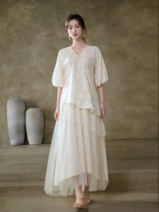 JK＆JS | Man-made Silk Burnout Mesh Dress