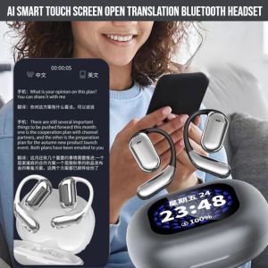 Ai Smart Touch Screen Open Translation Bluetooth Headset Wireless Headphones Multi-Language Ai Real-Time Interpretation