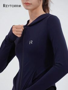 Reytorrm Jaket Olahraga Baju Olahraga Wanita Lengan Panjang Atasan Yoga Slim ​Fit Ritsleting Kerah Berdiri (WT003)
