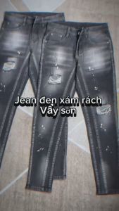 Quần bò Jean nam dài XÁM đậm vệt rách cá tính phong cách 2024 chất jean co giãn tốt chuẩn form bền đẹp giá tốt