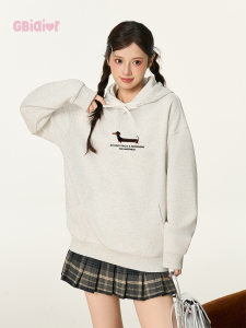 Gbiaior | American Retro Sausage Dog Print Sweatshirt Outerwear
