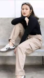 Cargo Pants Highwaist Kulot Cargo Twill Wanita Stretch Import Celana Cargo Wanita Kekinian Jumbo