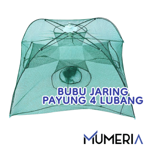 Perangkap Bubu Payung 4 Lubang Alat Jaring Pancing Jala Ikan Udang Kepiting Lele Lobster Sungai Laut Danau Fish Trap Net