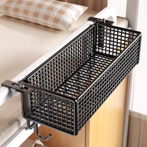 Adjustable Hanging Bedside Basket Dormitory Bed Head Storage Rack Bedroom Organizer Iron Material No Installation Required