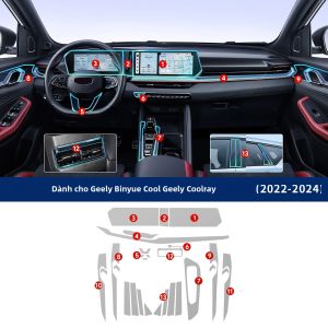 Phim Bảo Vệ Nội Thất Xe Geely Binyue Coolray 2022-2024 Chất Liệu TPU Chống Xước Trong Suốt Dán Trang Trí Nội Thất
