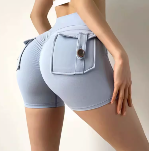 High waisted and hip lifting yoga pants workwear shorts quick drying sports shorts womens tight fitness pants