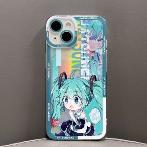 Aoi Future Mobile Phone Case Anti-Fall Laser Cutout Dual Tail Miku Huawei P70 Honor 80 Xiaomi 14 Redmi K60 Compatible with  15