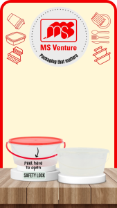 {MSV} Tamper Proof Air Tight with Safety Lock (1000ml) Microwavable Plastic Tubs Anti Leak Durable Reusable MS SL1000B