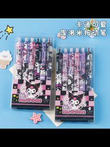6Pcs/set Sanrio 0.5mm Pen Writing Stationery Kids Students Black Ink Gel Pen Cute Kuromi Cinnamoroll Hello Kitty Lotso