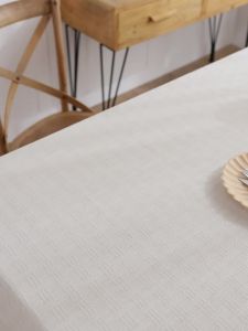 Khăn Trải Bàn Vải Lanh Cotton Màu Be Có Tua Rua Kiểu Vuông Chất Liệu Vải Bố Dùng Cho Nhà Bếp Ăn Uống Dã Ngoại Tiệc Cưới - Có Thể Giặt Máy