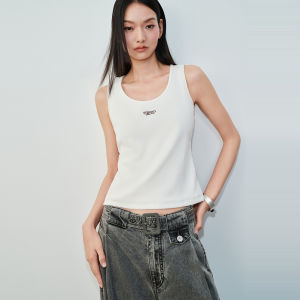 PEACEBIRD | Square Shoulder Fitted U-neck Industrial Cotton Tank Top