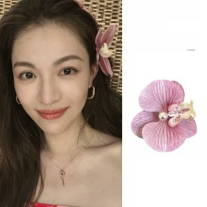 Sweet Butterfly Orchid Hair Clip Edge Clip Beach Vacation Accessories Korean Style Fresh out Fashion Hair Decorations