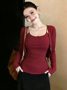 AIYITI | Red Polka Dot Elegant Stylish Cardigan