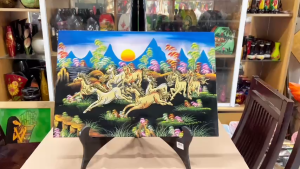 Tranh sơn mài - MÃ ĐÁO THÀNH CÔNG - Đắp nổi phù điêu/ Size 40x60 cm