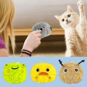Pet Sounding Plush Toys Cat Dog Interactive Squeaky Chew Ball Teething Toy Built-in Catnip Scent Squeaky Interactive Toy