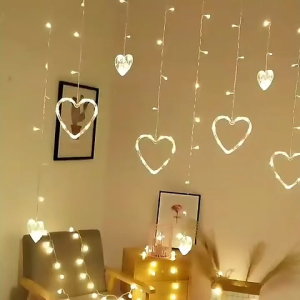 Heart Shaped Curtain Light Fairy String Lights Christmas Garland Outdoor for Party Home Wedding Decor