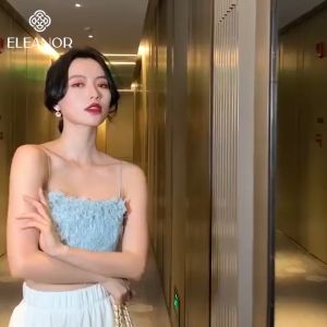 Bông tai nữ chuôi bạc 925 Eleanor Accessories khuyên tai hình vuông khối phụ kiện trang sức 2806