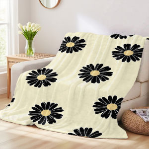 Beast Kingdom | Black Daisies Flannel Blankets Are Perfect For Sofas Office Beds Travel Sleep And Use Throughout The Four Seasons