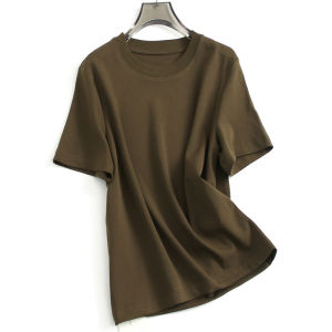 Pure Color Slimming round Neck Minimalist Style Basic Style Summer New Arrival 2024 Short Sleeve Easiest for Match Casual Womens T-shirt M905