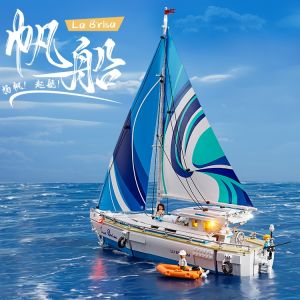 Funwhole Outdoor Holiday Series Sailing Ship Building Blocks Desktop Ornaments Light up Educational Toys Gifts for Teens