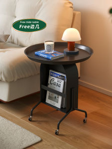 Nordic Style Mobile Sofa Side Table Minimalist round Snack Rack Iron Material Easy to Move Home Furniture Small Apartment Friendly