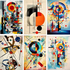 Jigsaw Puzzle 1000Pieces Kandinsky Style Abstract Composition With Squares And Lines For Adults Stress Relief Relaxing Activity