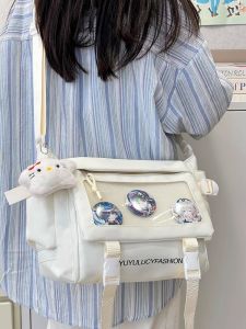 INS Style Niche Style Messenger Bag Female Junior High School Large Capacity Student Bar Cartoon Backpack Female College Student Shoulder Bag for Class