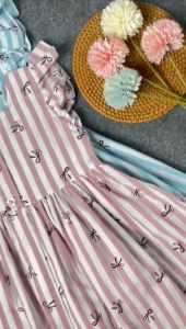 Leia - 50 Ribbon Striped Dress / Dress Motif Pita Bergaris Anak Perempuan Usia 3-7 Tahun