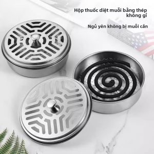 MONLEYTA | Hộp đựng hương khua lưới bằng thép không gỉ an toàn có nắp đĩa đựng hương khua đĩa đựng tro giá đỡ chống cháy chống bỏng cho gia đình