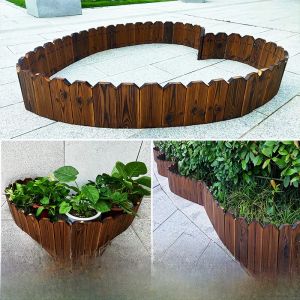 Curved Garden Fence Arc Wood Fence Lawn Barrier Decorative Anti-corrosion Wood Hedge Courtyard Fence Decorative Rural Style