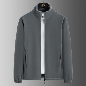Spring Autumn Mens Thin Cardigan Collar Fleece Sweatshirt Outdoor Casual Fluffy Jacket Trendy Long Sleeve Regular Length