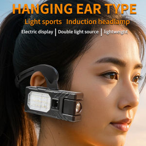 Motion Sensor XPE LED Head Light Dual Source Type-C USB ABS Plastic Hanging Ear Removable Flash Headlamp Hiking Work Headlight
