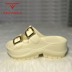 Tefansy Sandal Wanita Modern Wedge Karet Jelly Outdoor Yang Modis Nyaman Lembut Tahan lama dan Tidak