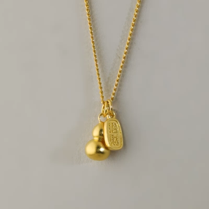 Chow Sang Sang 周生生 999.9 24K Pure Gold Cultural Blessing Auspicious Fortune Tag & Gourd Charms Necklace for Women 47cm 95897N Price-by-Weight 4.86g Gold