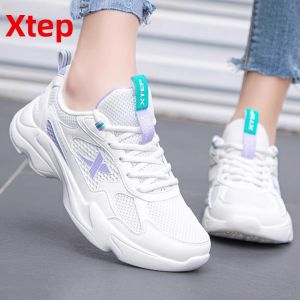 XTEP Womens Running Shoes Fleece Lined Leather Upper Breathable Comfortable All Season Sport Shoes Rubber Sole Lightweight