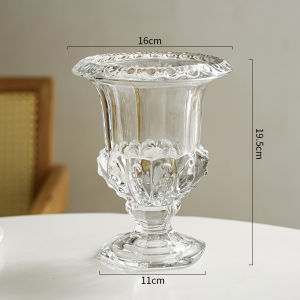 European-Style Creative Glass Vase Transparent Color Vertical Edge Hydroponic Craft Glass Vase Living Room Decorative Flower Arrangement Ornaments