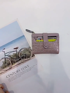 TASONLINESHOP Dompet Wanita Genie Wallet Original Realpic - Dompet Lipat Wanita Bahan Kulit Croco Leather Premium - Tas Mini Dompet kekinian