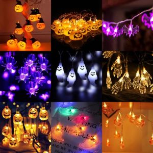 Halloween LED Pumpkin Ghost Bat Ghost Hand Light String Outdoor Decor Festival Lights Halloween Party Decor Ornament 1.5m 10LED