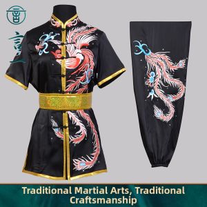 Wushu Performance Costume for Southern Fist & Long Fist Red Phoenix Embroidery