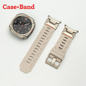 Silicone Strap Metal Case for Samsung Galaxy Watch Ultra Luxury Men Sport Band for Galaxy Ultra 2025 No Gaps Curved End Bracelet