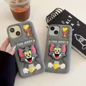 CASE 3D TOM AND JERRY XR X XS 11 12 13 14 15 11PRO 12PRO 11 PROMAX SILICON 3D PREMIUM