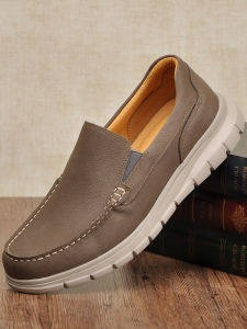 Loafers Mens Leather Soft Bottom Sports Casual Shoes Mens First Layer Cowhide Lightweight Slip-on Lazy Doug Shoes