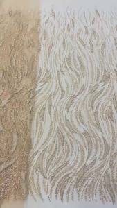 2026 France High-End Luxury Elegant Yellow Handmade Beaded Lace Fabric Nigerian With Sequins Mesh Lace Fabric For Wedding Dress