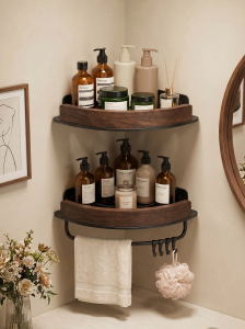 SHENYUAN | Drill-free Walnut Bathroom Shelf