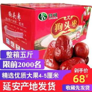 Yanan Dog Head Jujube Large Red Fruits Boxed 5 Five Pounds 2500g Shaanxi Big Jujube Gift Box Loose Shaanxi Specialty