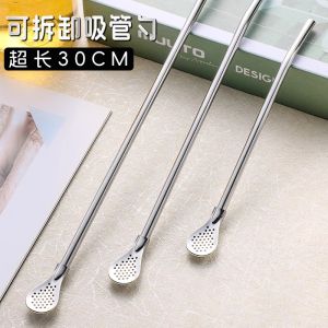 Thìa Cốc Nước Đá Bằng Thép Không Gỉ Dài 304 Bộ Dụng Cụ Ăn Uống Thân Thiện Với Môi Trường Bộ Lọc Hỗn Hợp Một Thể