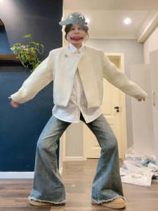 Ôm Vừa Vặn American High Street Lông Chồn Ngắn Áo Khoác Nữ Mùa Thu Mùa Đông Thời Trang Đa Năng Phong Cách Bóng Chày Cổ Tròn Áo Khoác Ngắn