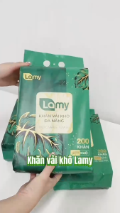 Thùng 04 túi khăn mặt khô đa năng Lamy 200 tờ dạng túi rút treo tường dùng size 20x20cm siêu tiết kiệm