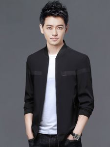 ROMON | แจ็คเก็ตผู้ชายฤดูใบไม้ผลิและฤดูใบไม้ร่วงแบบลำลองคอโปโลกันลมสั้นสำหรับผู้ชายวัยกลางคนและผู้สูงอายุแบบบิน